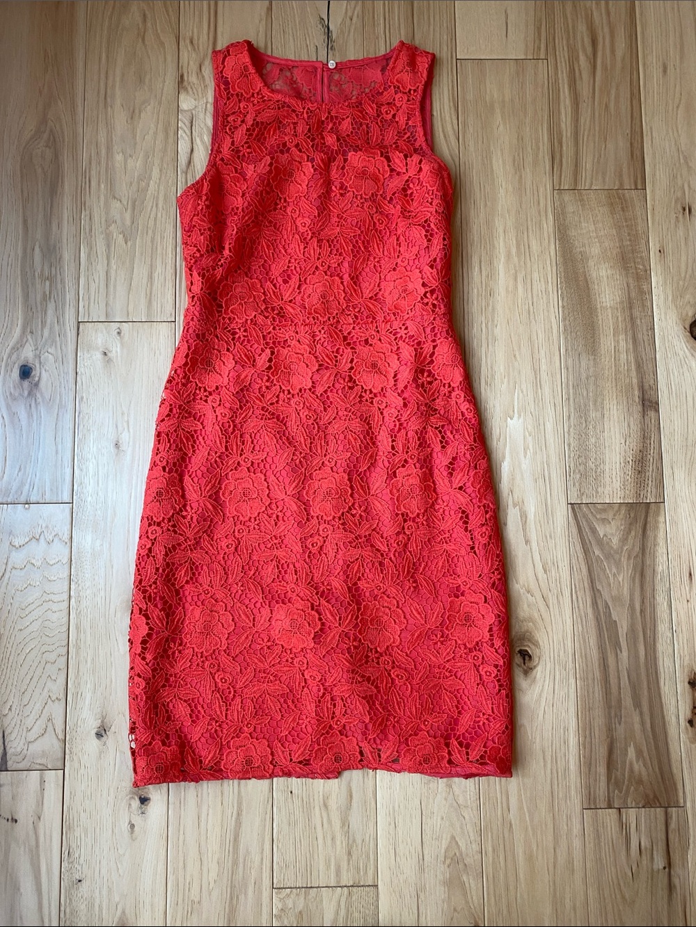 J. Crew Melon Colored Floral Lace Midi Sheath Dress